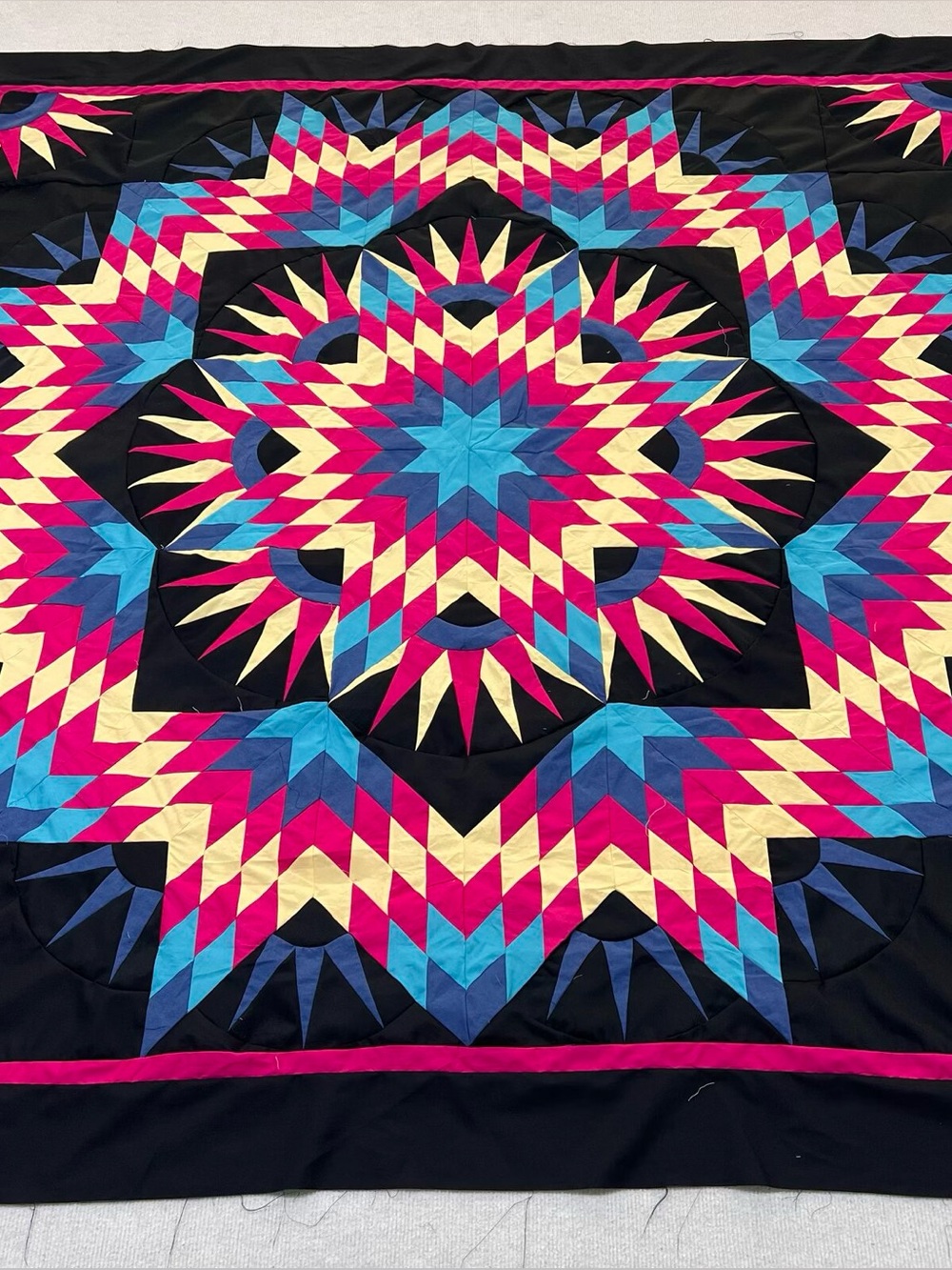 Bluegrass Jamboree Cotton Queen size Patchwork Quilt Top/Topper Machine pieced